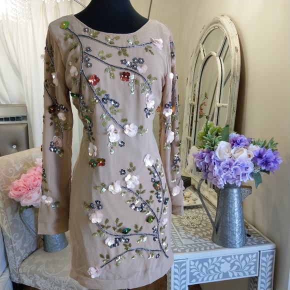 Dolls Kill Dresses & Skirts - 🍒NWT🍒GORGEOUS BEADED NUDE MINI DRESS